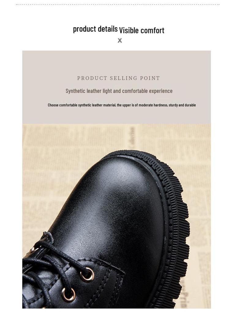 Winter 2025 Mädchen-Stiefeletten: Koreanischer & Britischer Stil High-Top Martin Stiefel mit Samtfutter