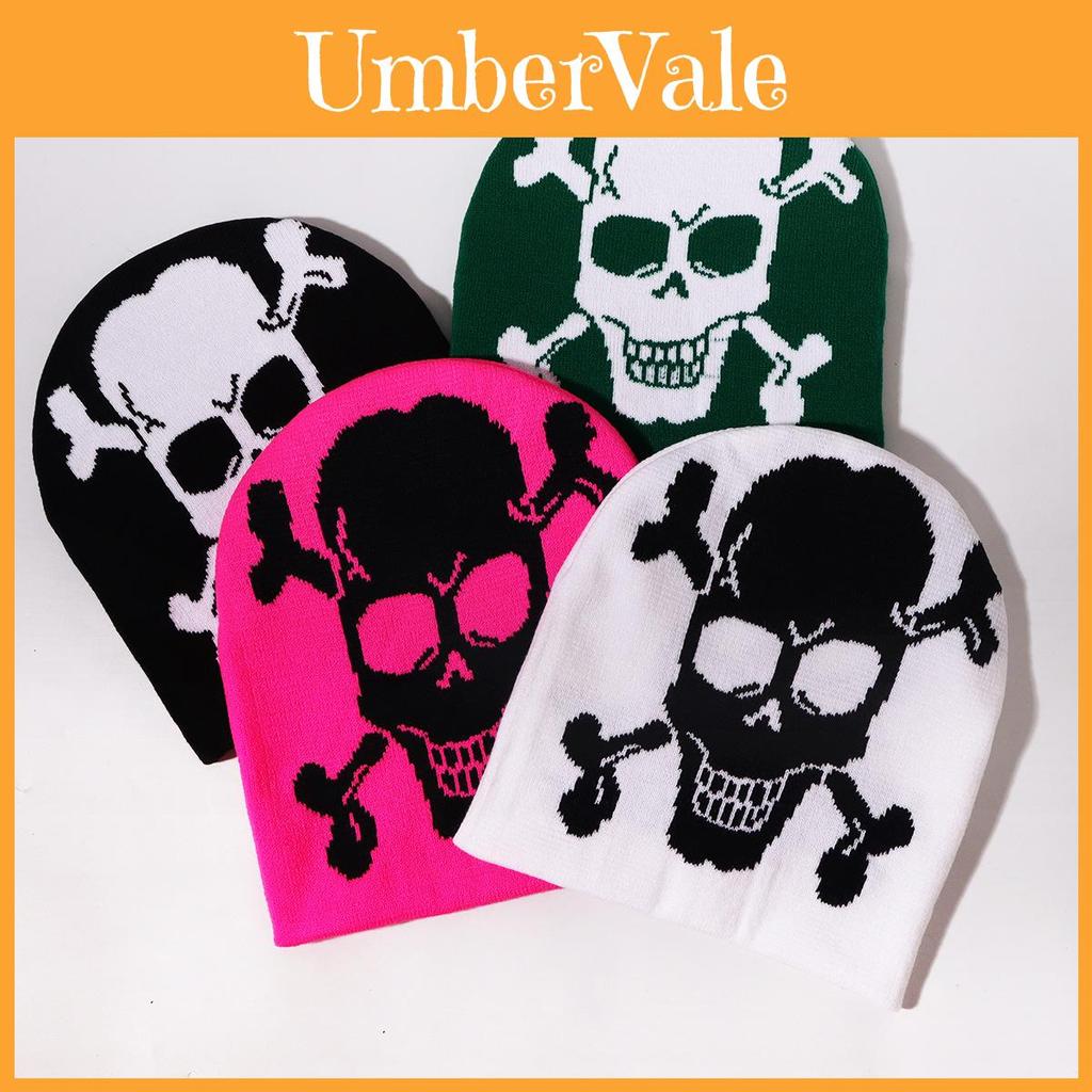 Skull Knitted Hat With No Brim And Cozy Fabric For Casual Street Style