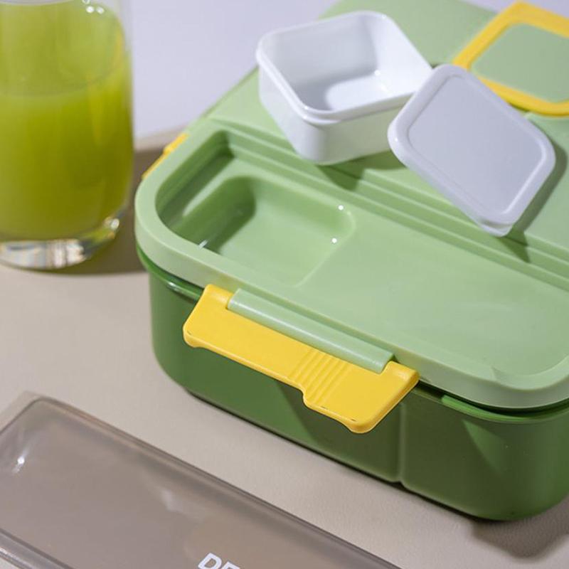 Lunch Box Food Grade Plastic Office Worker Lunch Box With Tableware Individually Sealed Portable Bento Box Salad Box