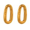 Yhpup Minimalist Metal Oval Stud Earrings Trendy Stainless Steel Geometric Fashion 18 K Jewelry Anniversary Gift Waterproof