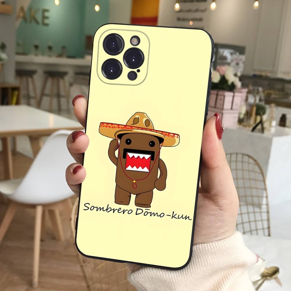 Cute Domo-Kun Black Soft Phone Case For IPhone 16 15 14 13 11 12 17 Pro Max Mini Plus