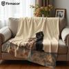 Two Fold Ear Cats Lightweight Microfiber Soft Christmas Fleece Blanket Warm Cozy Throw for Bed Sofa Office Travel All Season