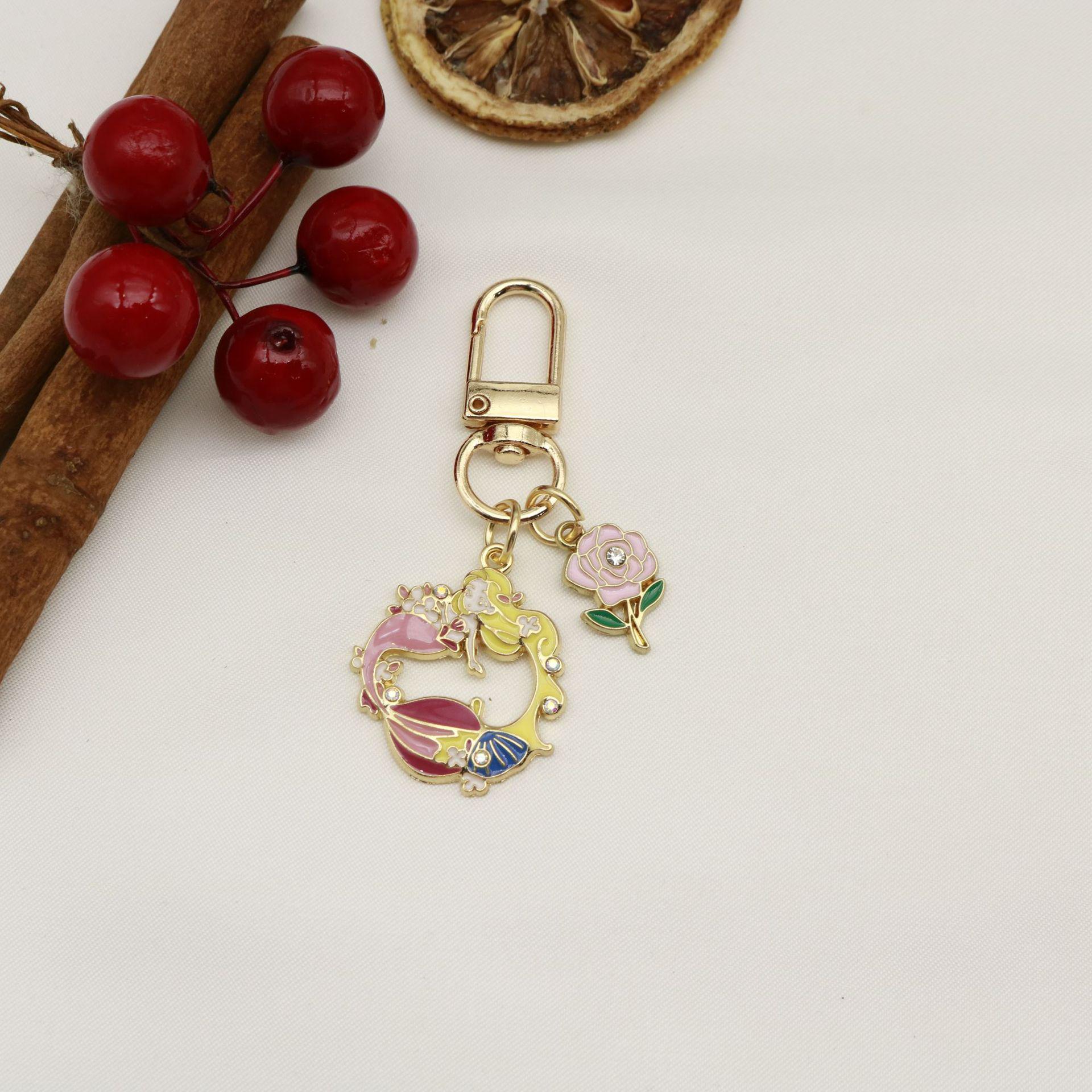 Mermaid Starfish Drip Oil Alloy Keychain: Creative Ornament & Gift