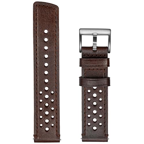 [hemsut H] Genuine Leather Watch Band, Perforated Design, Soft and Flexible, Italian Vegetable Tanned Leather Quick Release Band