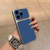 Large Window Synthetic Leather Casing for iPhone Pure Navy Blue Printed Patterned Plain Shell Soft Case Protective Cover | BP B030