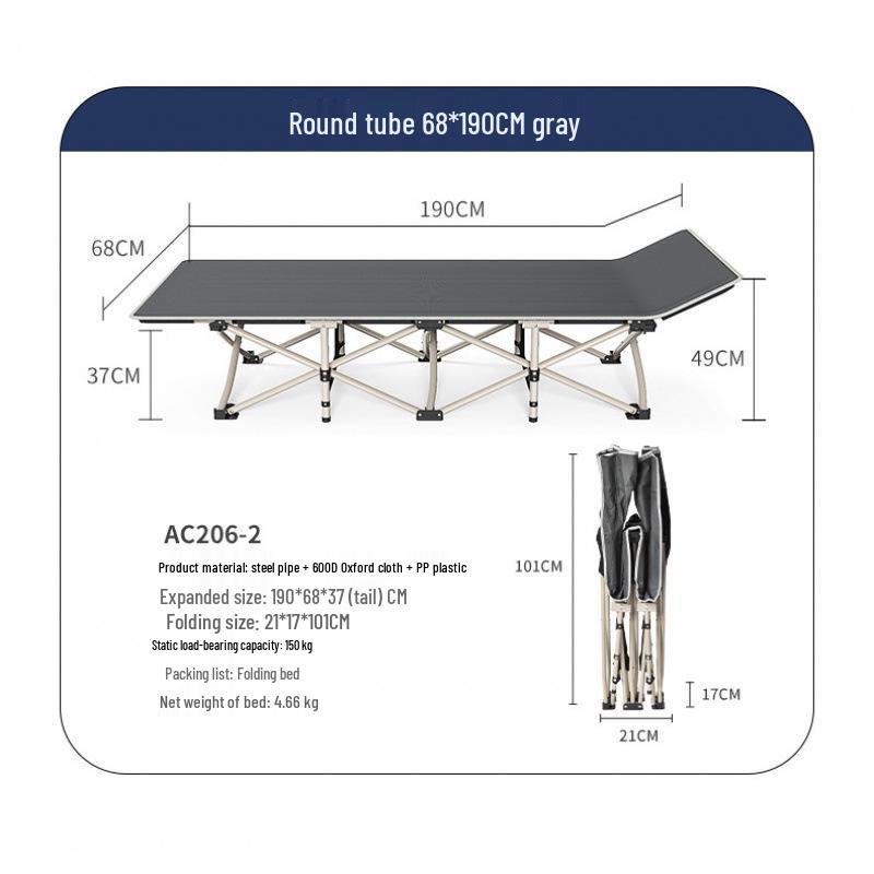 Compact Foldable Bed for Office, Camping, Outdoors - Stainless Steel, Portable, Free Shipping