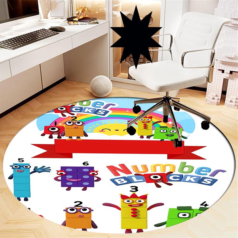 Numberblocks Printed Round Rug Carpet Chair Rug Area Rug Entryway Doormats,for Office Chair Living Room Bedroom Kitchen Room.