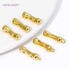 18K Gold Plated Bone Shape 2 Hole Spacer Bars With Ring Metal Separators Connectors For Beadwork Jewelry Making Accessories