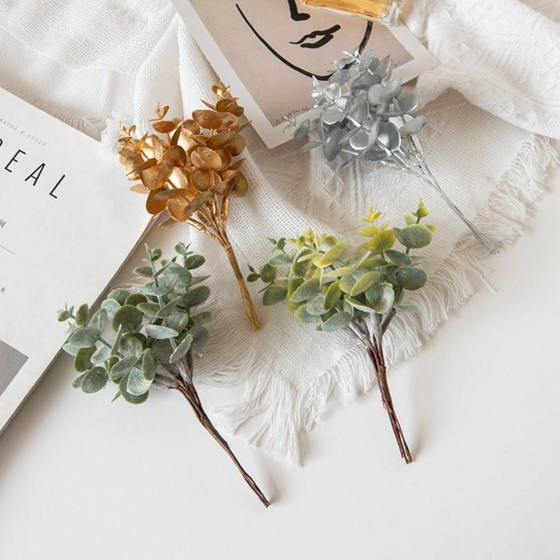 

Gold Artificial Eucalyptus Leaves Plastic Flowers Plants Festival Wreaths Decoration Home Outdoor Garden Wedding Party Diy Gifts 5pcs золотой