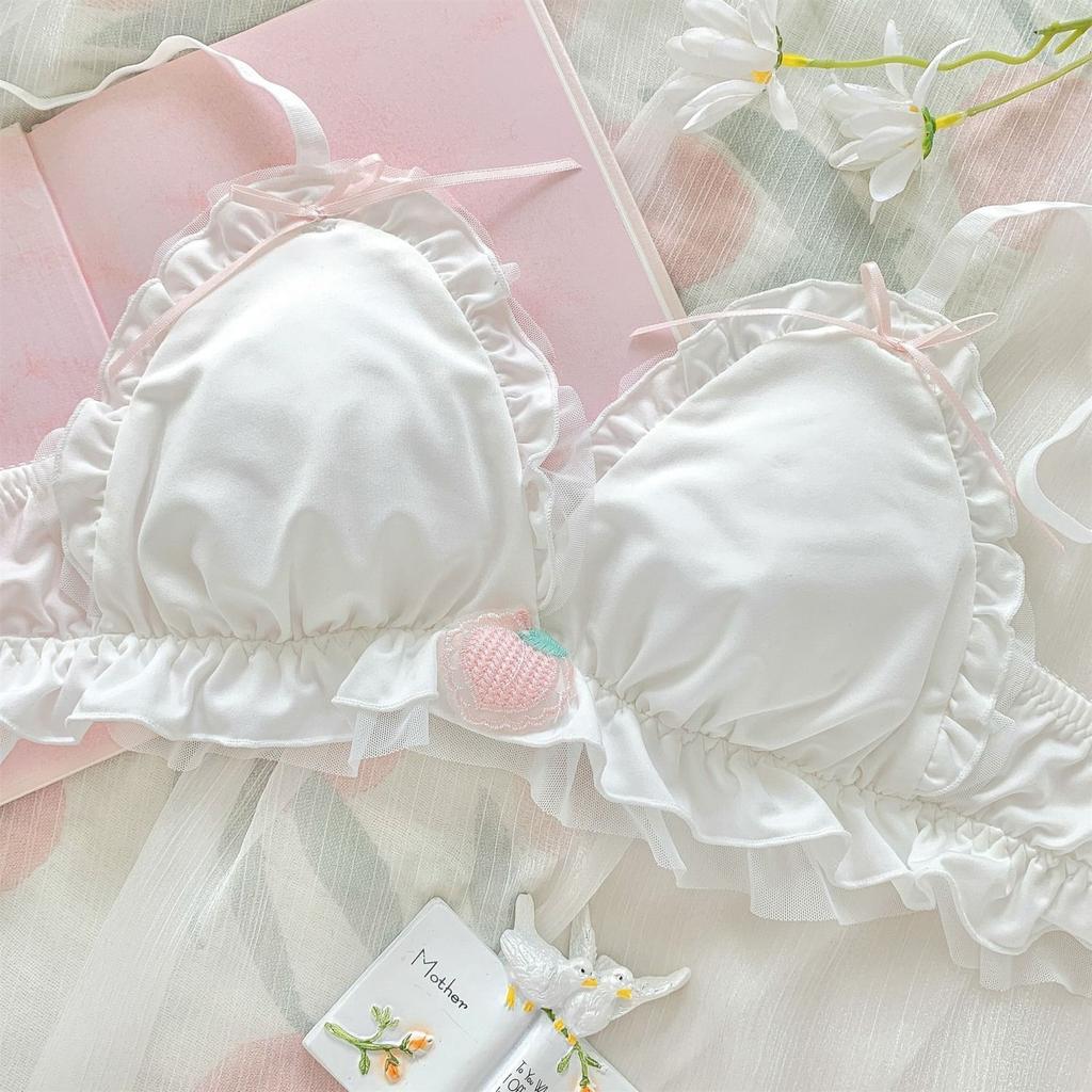 Mädchen süße BHs, rückenfreie weiße Unterwäsche ohne Bügel, Innentops