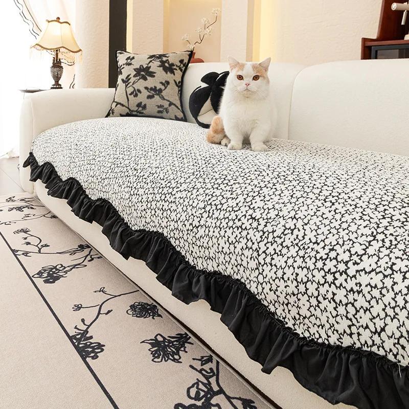 

Французский антикварный диван с юбкой, подушка, 2025 новый стиль, легкая роскошь, высокий класс, прямой ряд, чехол на четыре сезона 90x90cm