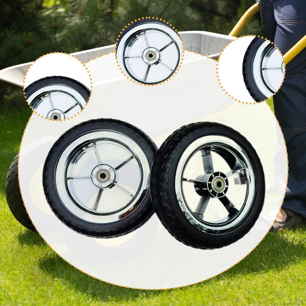 2x Ruote Pneumatiche Riempibili d'Aria per Carrello da Giardino