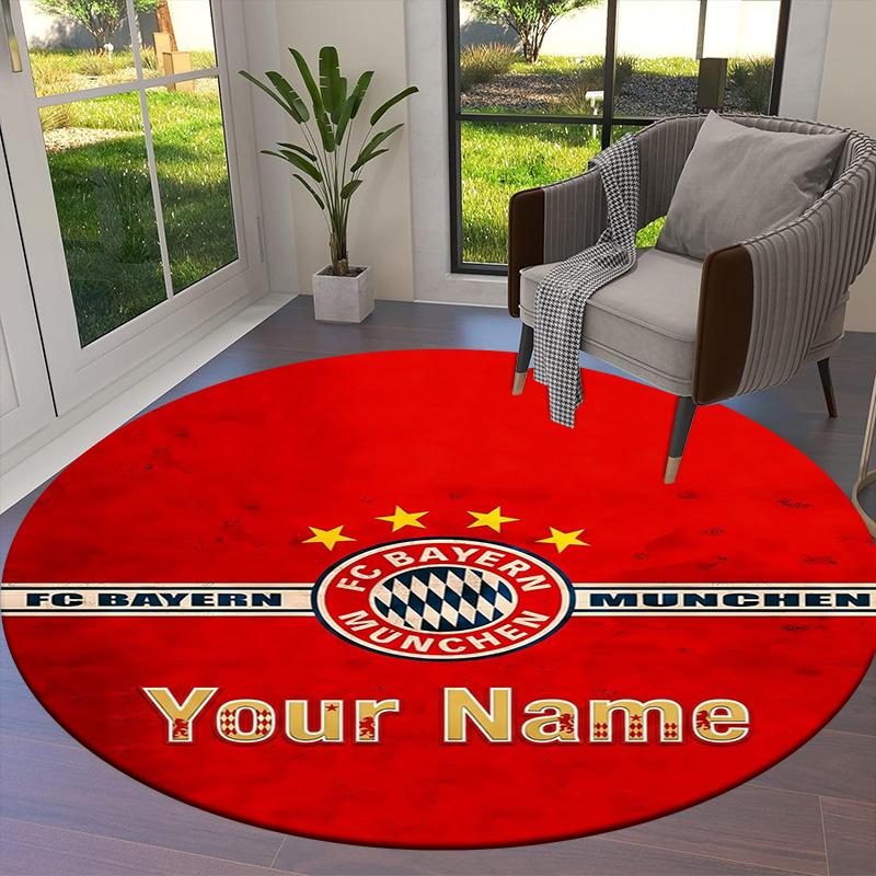 Bayern Munich Fan Gear Custom Name Round Area Rug Carpet Rug For Living Room Bedroom Sofa Playroom Decor Nonslip Floor Mat