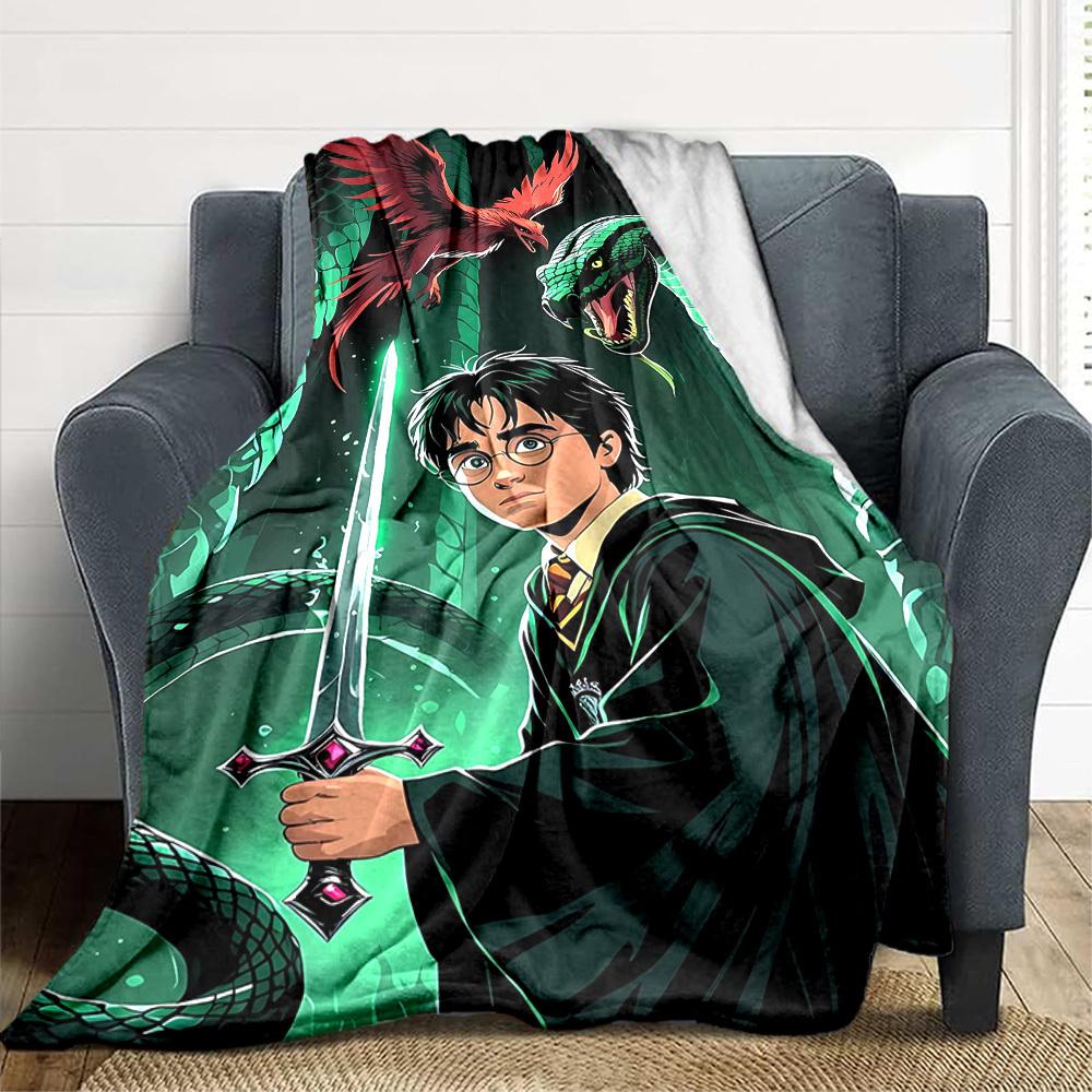 1pc Harry Potter Blanket Lightweight Flannel Throw For Sofa, Bed, Travel, Livingroom, Office, Couch, Chair, And Bed