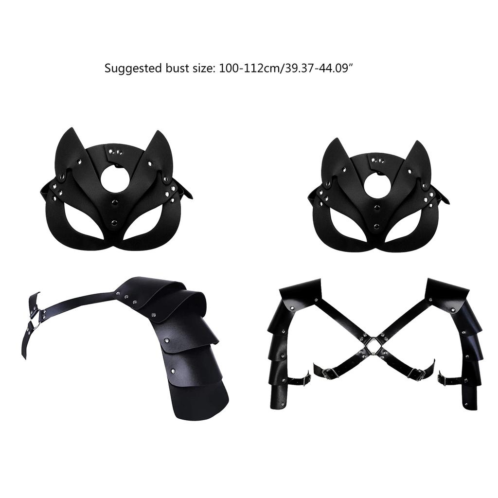 Faux Leathers Warrior Double Shoulder Armors Body Chest Harness Cosplay Costumes