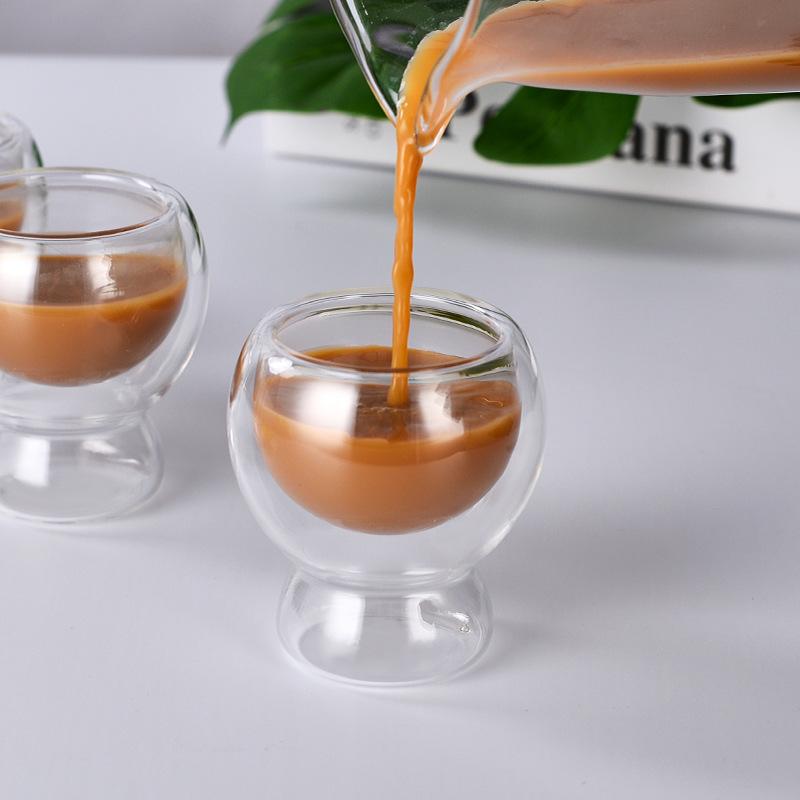 Einfache und Hochwertige Hochborosilikat 80ml Konzentrierte Doppelschichtige Kaffeetasse Latte Kaffeetasse 80ml