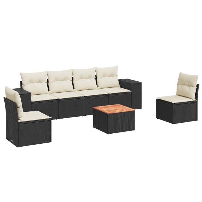 VidaXL Garden Lounge Set with Cushions 7 Pcs, Patio Sofas, Furniture Set, Outdoor Terrace Furniture, Black 3225391