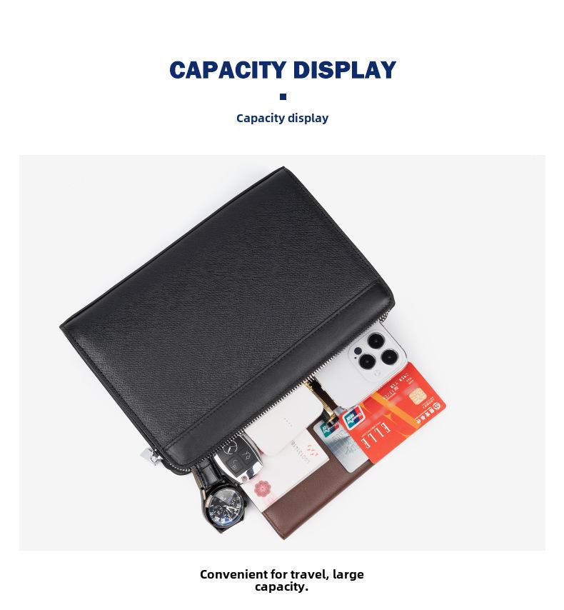 New Men's Genuine Leather Clutch with Combination Lock - High-End, Large Capacity Business Handbag