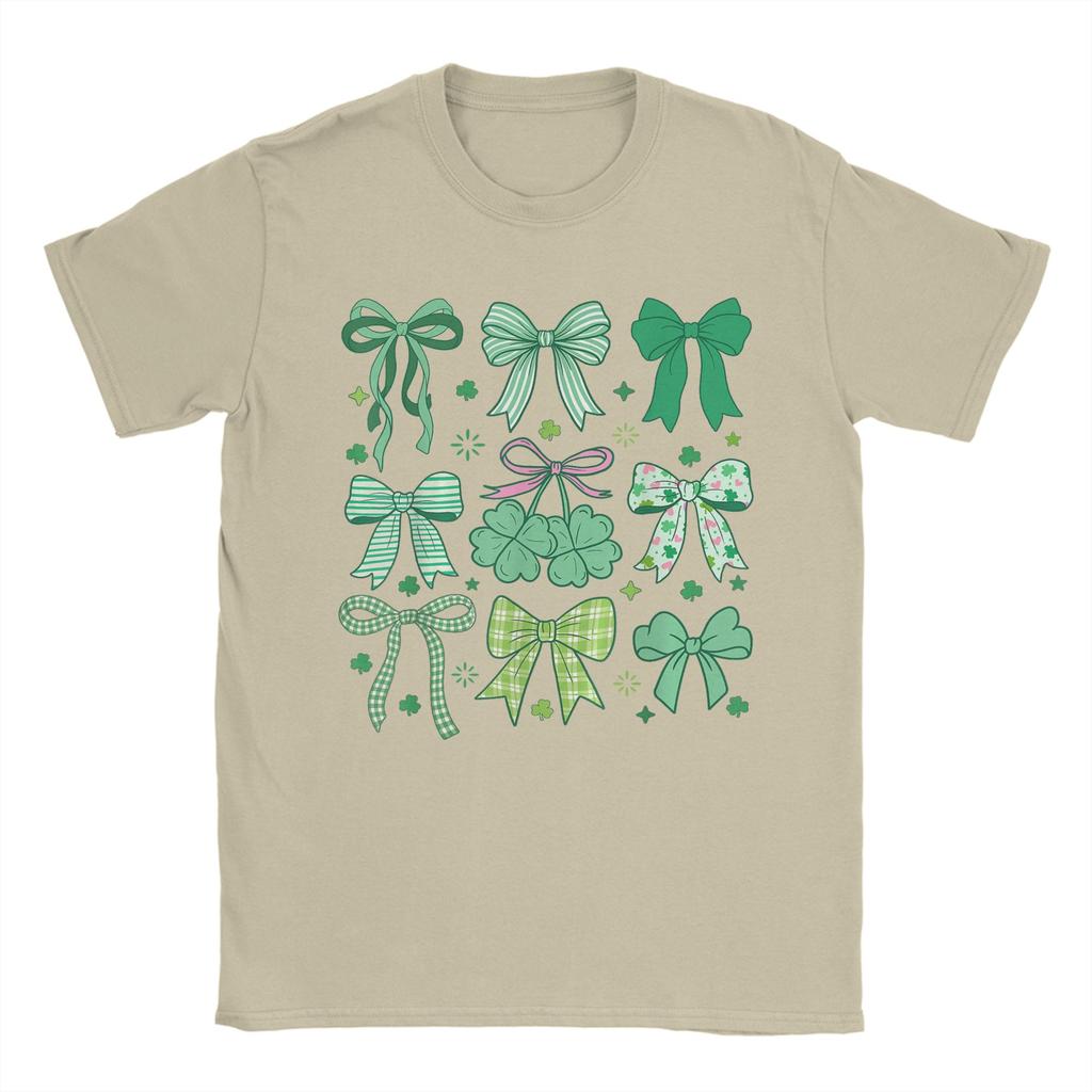 Harajuku T Shirt Cute Green Shamrock Bow Coquette Cotton T Shirts St Patricks Day Fashion Tee Shirt for Couple Beac Top Tees