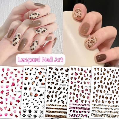 Ins Leopard Print 3D Nail Stickers Flame Self Adhesive Transfer Sliders Wraps Manicures Foils DIY Decorations,HOT Nail Art Tool
