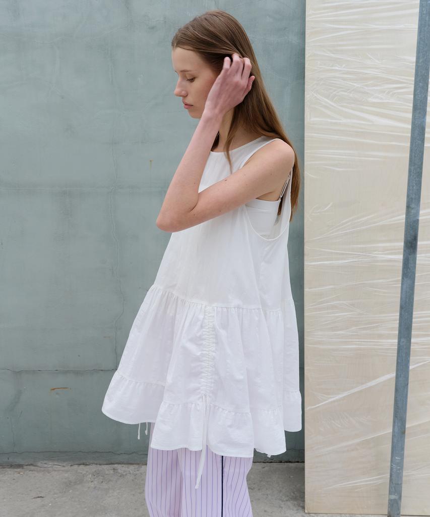 Leuba Low Tiered Sleeveless Dress - Off White