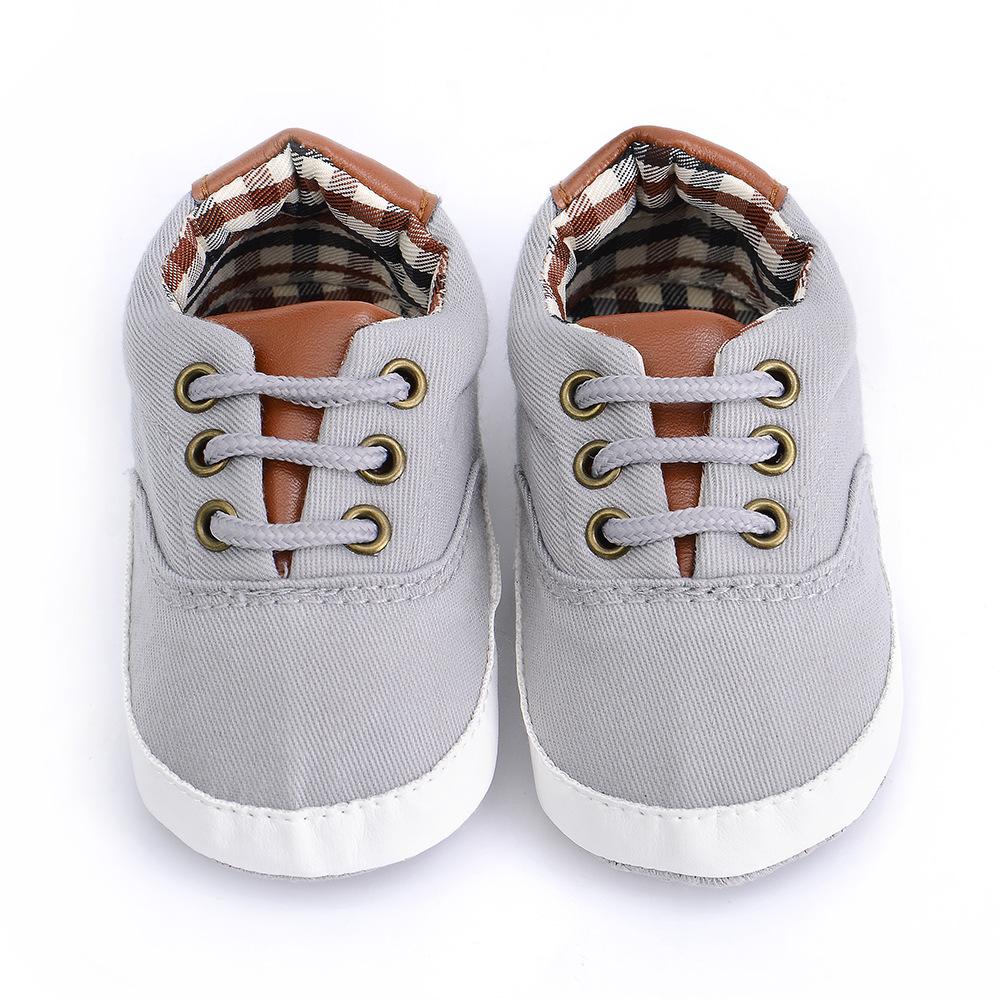 Baby Jungen Canvas Schuhe Weiche Sohle Rutschfest Klassischer Stil Lauflernschuhe Kariertes Patchwork Einfarbig Sportliche Sneaker