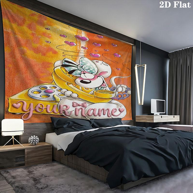 Diddl Custom Name Wall Tapestry Aesthetic Wall Hanging Printed Fabric Blanket Decorative Tapestries for Bedroom Living Room Home Decor
