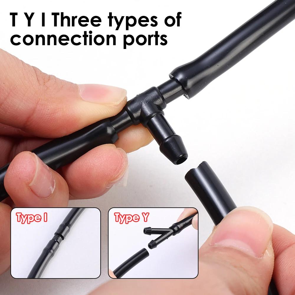 Car Wiper Spray Hose Set Black Flexible Hose Car Windshield Wiper Washer Nozzle T/Y/I Washer Connector Pipe Wipers Accessories