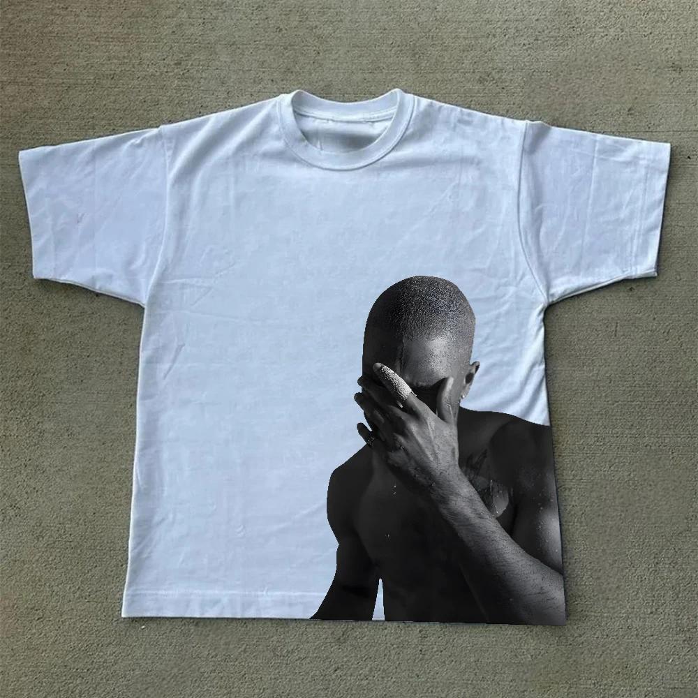Rapper Frank Retro Graphic T Shirt Men's Hip Hop Ocean Album Clothing T-Shirts Y2k Unisex Blond Fashion Oversized Cotton T-shirt