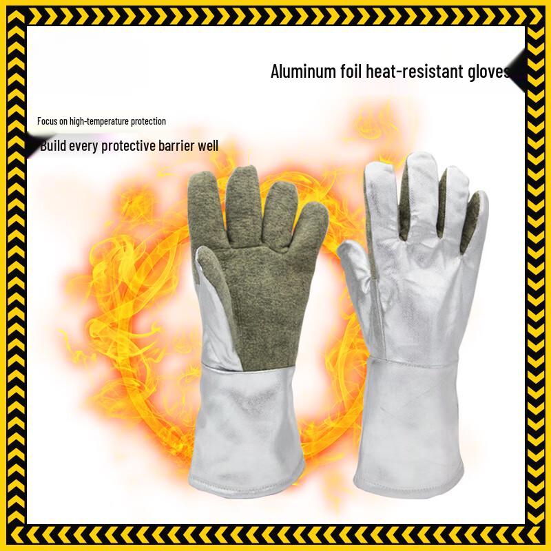 LIBOAN Aluminum Foil Heat Resistant Gloves One Size 38cm