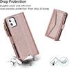 for iPhone 12 pro Wallet case,for iPhone 12 Phone case with Zipper Card Holders for Women Slots Crossbody Flip Folio Book Cover with Credit Card