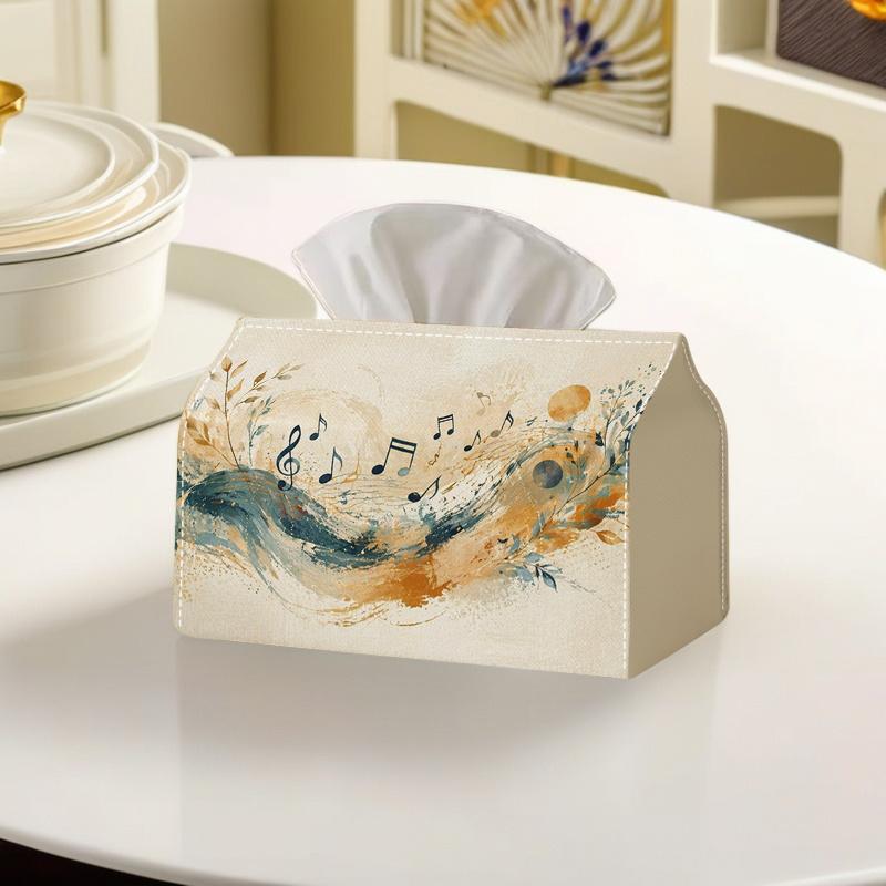 1pc 2D Flat Music Melody Nature Style Suitable for Birthday Party Wedding Celebration Tissue Box, Polyester Material, Enlarged Size