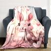 1pc rabbit flowers blanket Lightweight Flannel Throw for Sofa Bed Travel Camping Livingroom Office Couch Chair