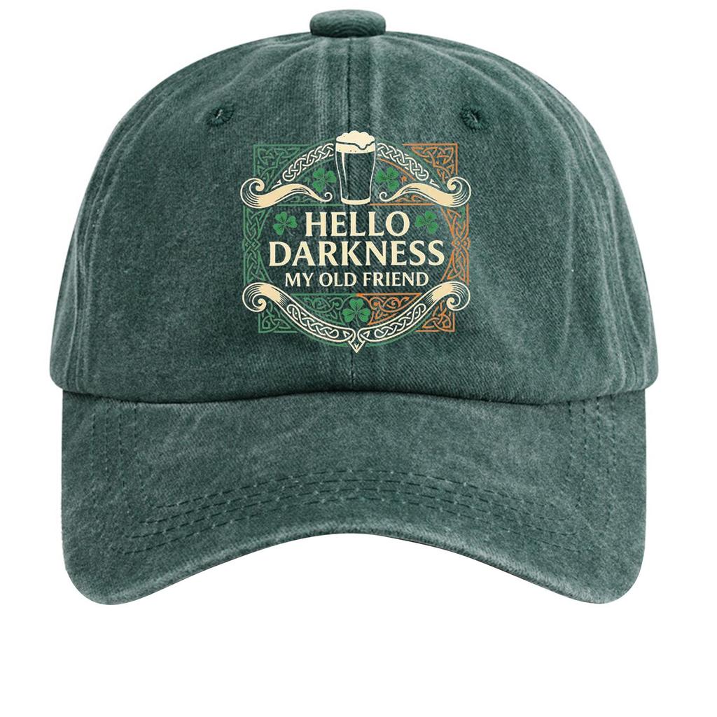 Washed cotton baseball cap with printed distressed soft top denim hat, vintage hat