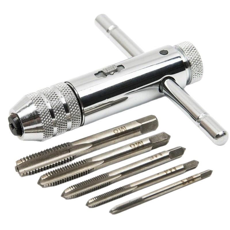 M3-8 M5-12 Adjustable T-Handle Ratchet Hand Tap Holder Wrench Extended Tapping Forward And Reverse Hand Tapping Accessories Tool