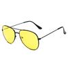 Classic Gradient Metal Frame Pilot Sunglasses for Men Women Trendy Yellow Brown Lens Beach Vacation Glasses