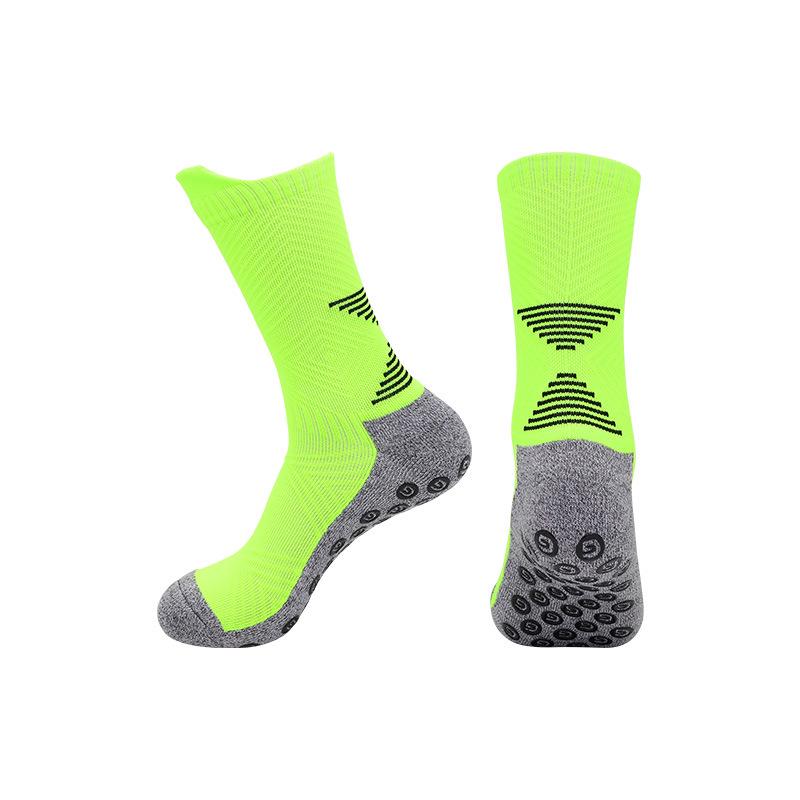 

Adult Mid-Calf Non-Slip Sweat-Wicking Football Socks with Towel and Gel Bottom флуоресцентный зеленый/чёрный