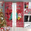 2pcs Christmas Snowman Checkered Print Blackout Curtains Multi Size Living Room Insulation Holiday Decoration Easy Installation