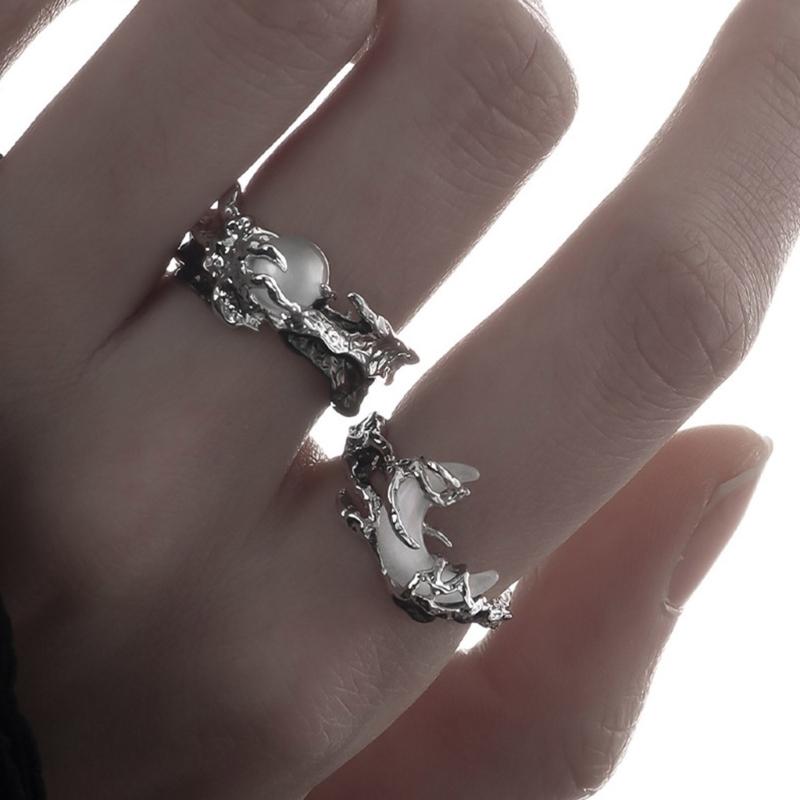 Fashionable Adjustable Sun and Moon Couple Rings Sturdy Alloy Comfort Fits Jewelry Accessory for Daily Casual Use