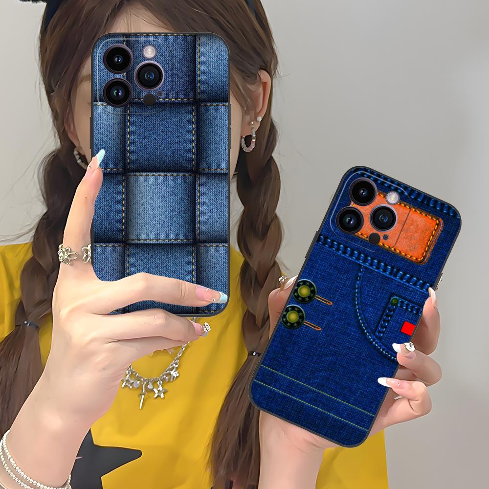 Jeans Texture Mobile Phone Case for iPhone 17 16 15 14 13 12 11 X XR XS 8 7 Air Pro Max Plus Mini Colorful Cover Cover Pretty