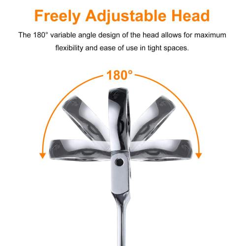 uxcell Flex Head Ratchet Wrench, 23mm, 180 Rotating Head, Metric Ratchet Combination Wrench, 72 Teeth, Chrome Vanadium Steel, Open-End Ratchet for Fa