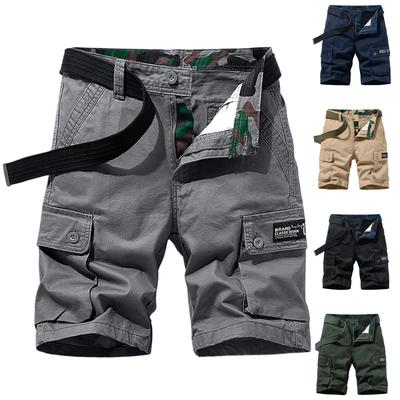 Herren Freizeit-Cargo-Shorts mit mehreren Taschen, lockere Passform, Baumwollshorts mit Gürtel für die Arbeit im Freien und den täglichen Gebrauch