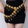 Metal Vintage Coin Belt for Women, Adjustable Dress Waistband, Waist Belt with Butterfly Flowers and Fringed Edges, Accessory for Dress.