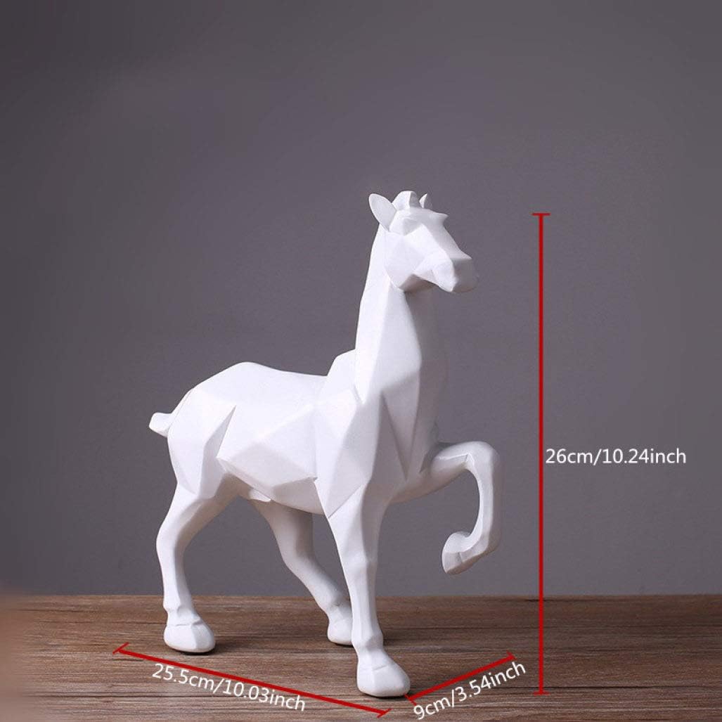 Horse Sculpture Figurines Resin Abstract White Black Solid Modern Ornaments Geometric Statues