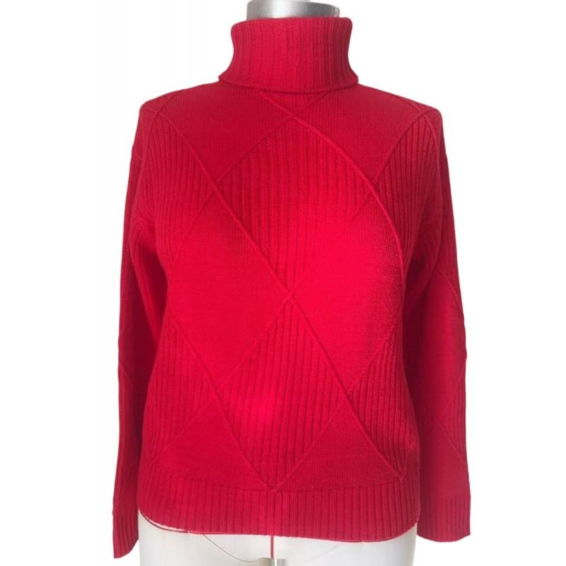 Womens Loose Knit Sweater High Neck Warm Pullover Solid Color Casual Winter Top
