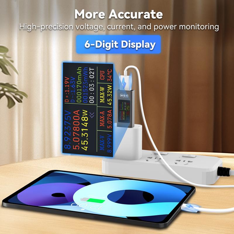 UT01U NEW USB Tester 4-30V 6.5A DC Voltage Meter Ammeter 0-195W Real Time Power Current Voltage Monitor Charging Capacity Tester