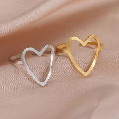My Shape Love Heart Hollow Ring Women Girls Stainless Steel Adjustable Open Finger Rings Beautiful Fashion Jewelry Gift Lovers