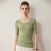2026 Autumn/Winter Women's Slim Fit Five-Sleeve Wool Sweater, Round Neck