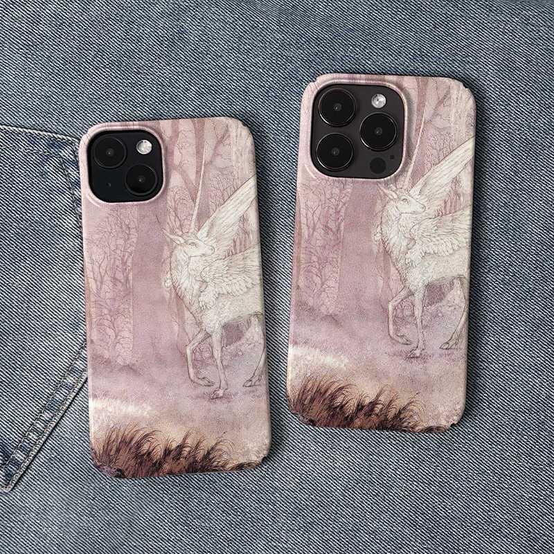 Mystical Winged Unicorn Ethereal Sketch Dreamy Vintage Phone Case for iPhone 17 16 15 14 11 12 13 Pro Max Air Plus Back Cover