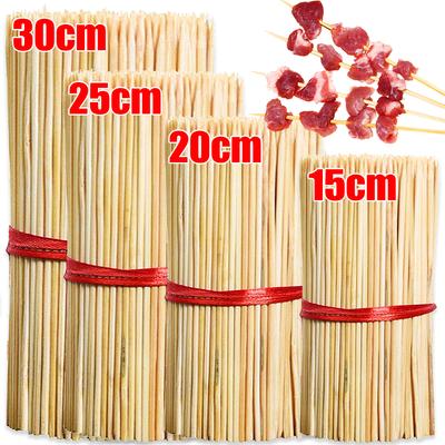 90Pcs Bamboo Stick Food Grade Disposable Bamboo Skewer Sticks Natural Wood Long Stick for Home Kitchen Barbecue Fruit BBQ Fried